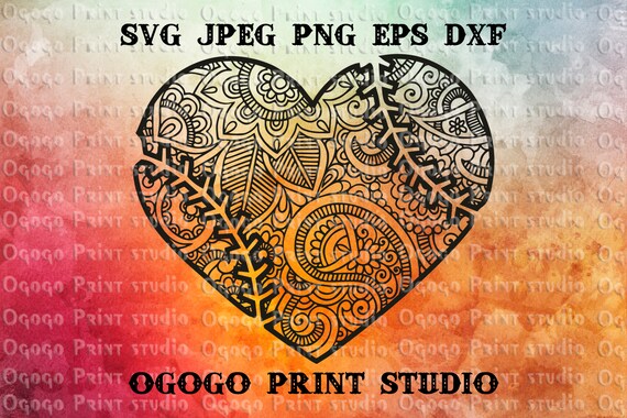 Download Mandala style Baseball SVG Zentangle SVG Heart svg Paper ...