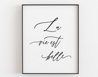 La Vie est Belle Wall Art / Stampa francese / La vita è bella stampabile / Segno di citazione francese
