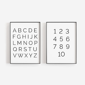 Modern Alphabet and Number Print Set | ABC Poster | Nursery ABC Art | Playroom Sign | ABC 123 Poster