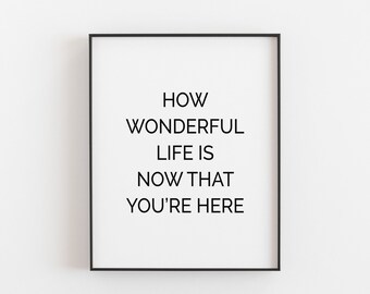 How Wonderful Life Is Now That You're Here | Nursery Printable | Modern Nursery Art | Miracle Baby Printable