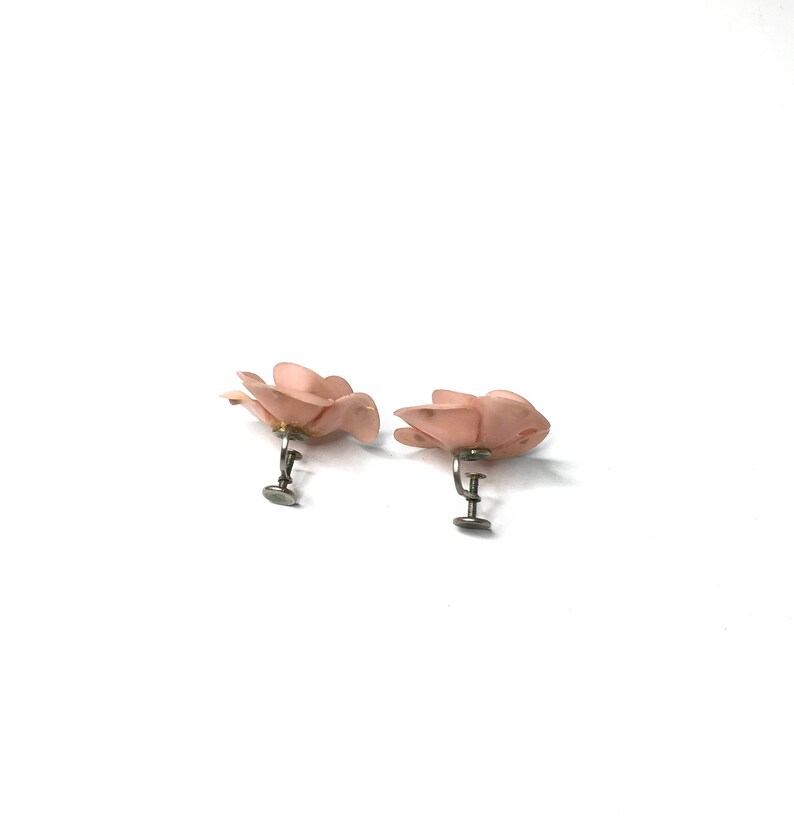 Gorgeous 1930\u2019s Antique Extremely Light Camellia Earrings and Brooch Set