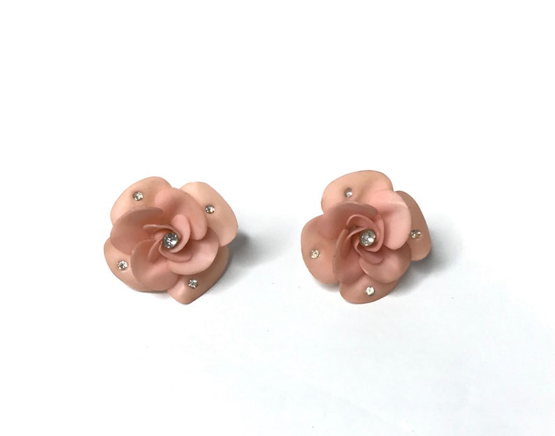 Gorgeous 1930\u2019s Antique Extremely Light Camellia Earrings and Brooch Set