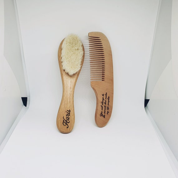 Personalized Hair Brush Set Wooden Comb Baby Boy Girl Essentials