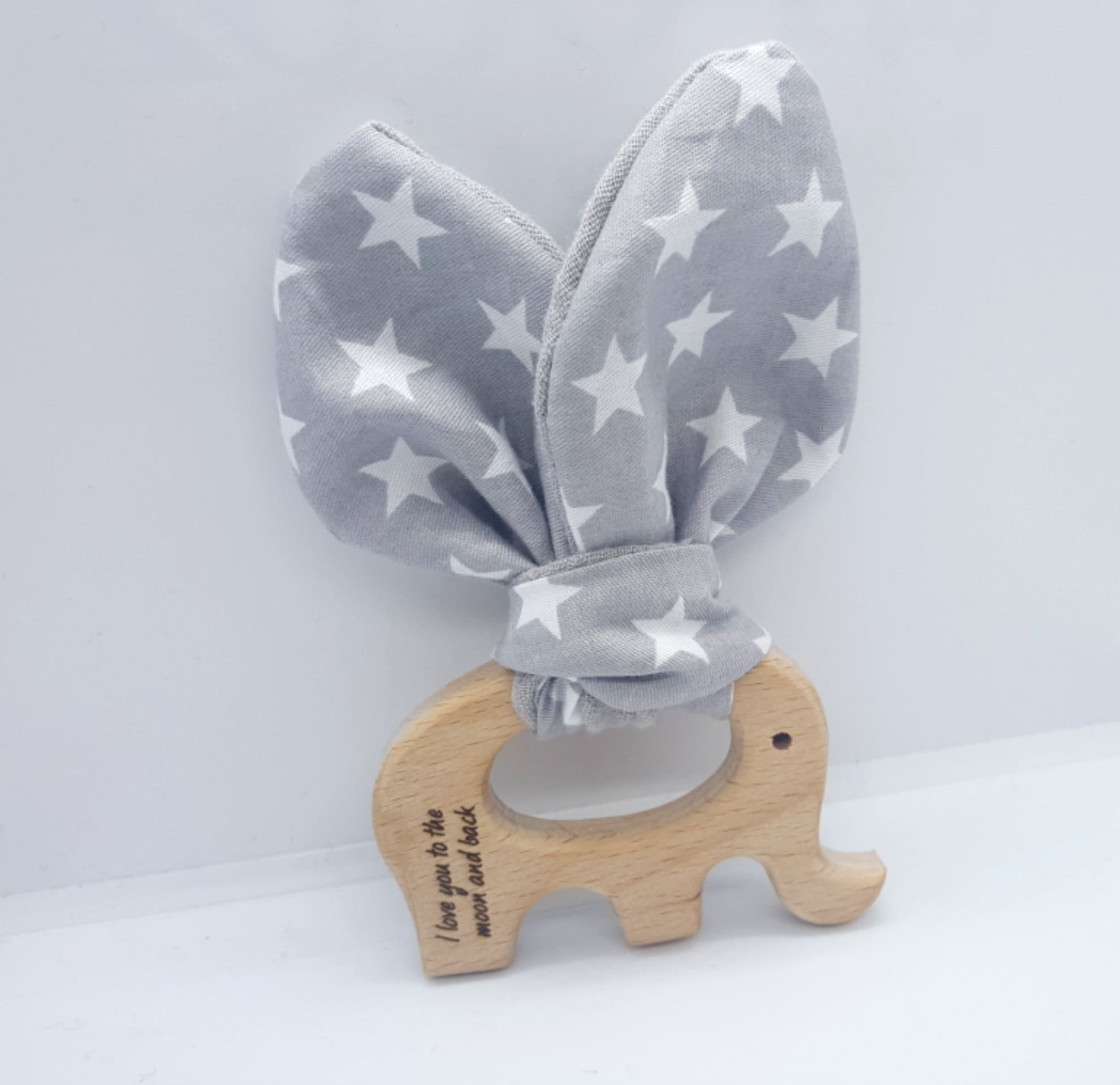 i love you to the moon and back teether / elephant baby toy / organic…