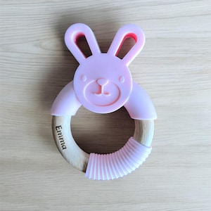 Personalisierte umweltfreundliche Spielzeug Baby Mädchen Beißring, Beruhigende Babys Sore Zahnfleisch, Neugeborene Mädchen Korb Geschenk
