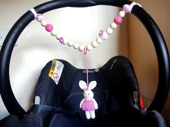 Set of two Personalised dummy clip Pram charm pink for car seat pushchair bag