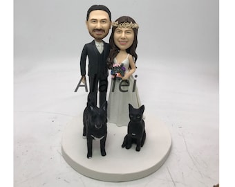 Bobblehead personalizzato per coppia, topper per torta nuziale bobblehead, regali di nozze con coppia di bobblehead cane/gatto (animali domestici)