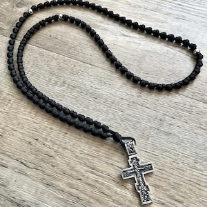 Large Black Eastern Orthodox Prayer Rope Chotki 100 Barrel Knots. 28 ...