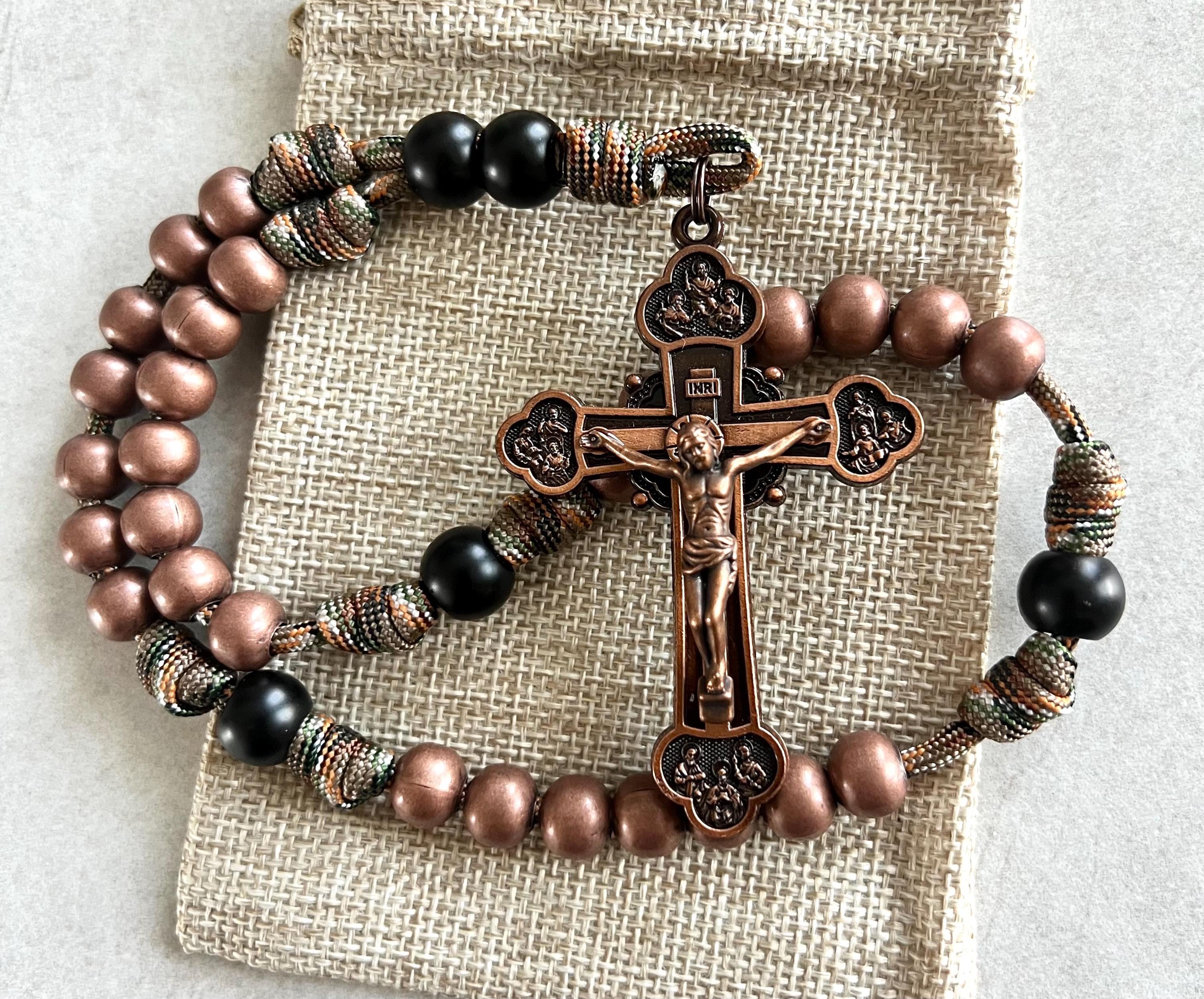 12 Apostles Anglican Rosary. Large Metal Cross. 10mm Metal Copper
