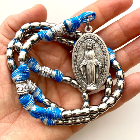 6mm - Silver Paracord Rosary