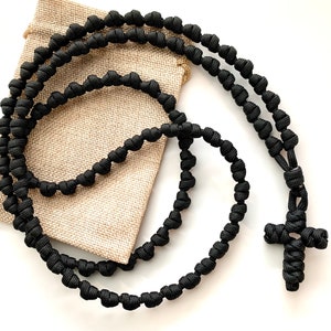 Black Eastern Orthodox Prayer Rope Chotki 100 Count Barrel Knots. #550 Paracord.