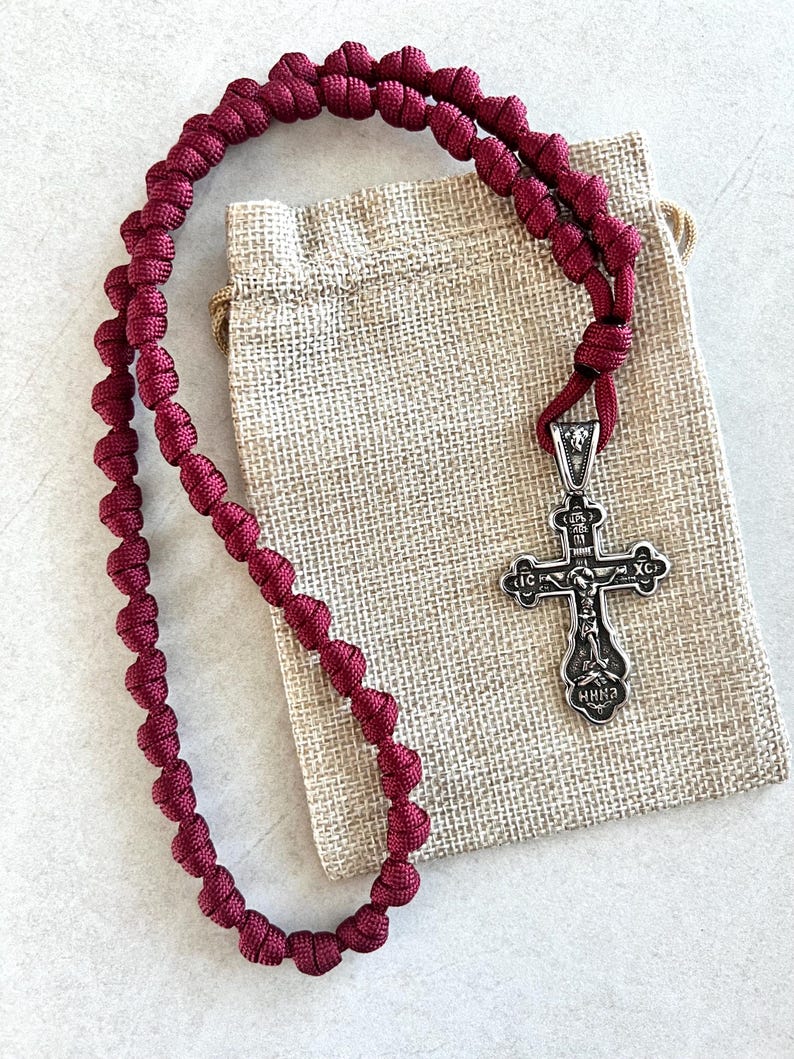 Spriritual Rope Burgundy Eastern Orthodox Prayer Rope Chotki 50 Barrel Knots. Large ...