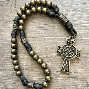 All Metal Bronze Finish Anglican Rosary. Double Sided Celtic Cross. 10mm Metal Beads. Metal Cruciform Beads. #550 Paracord image 8