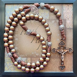 Brown 12 Apostles Catholic Rosary w/12mm ABS Plastic Beads. Metal Alloy Our Father Beads. Your Choice of St Medal. #550 Paracord.