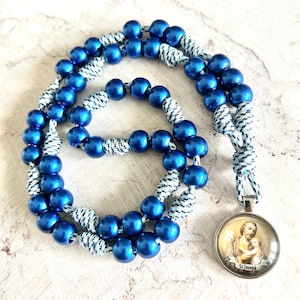 Large Saint Joseph Chaplet with 12mm ABS Plastic Beads & Triple Barrel Knots. #550 Paracord.