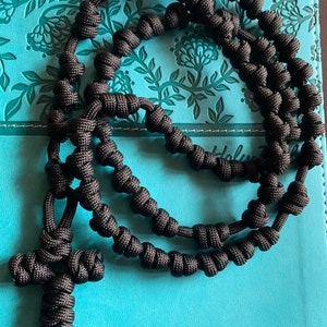 Solid Black Knotted Catholic Rosary Rope for the Simpleton. All 550 Paracord image 5