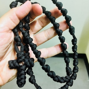 Solid Black Knotted Catholic Rosary Rope for the Simpleton. All 550 Paracord image 6