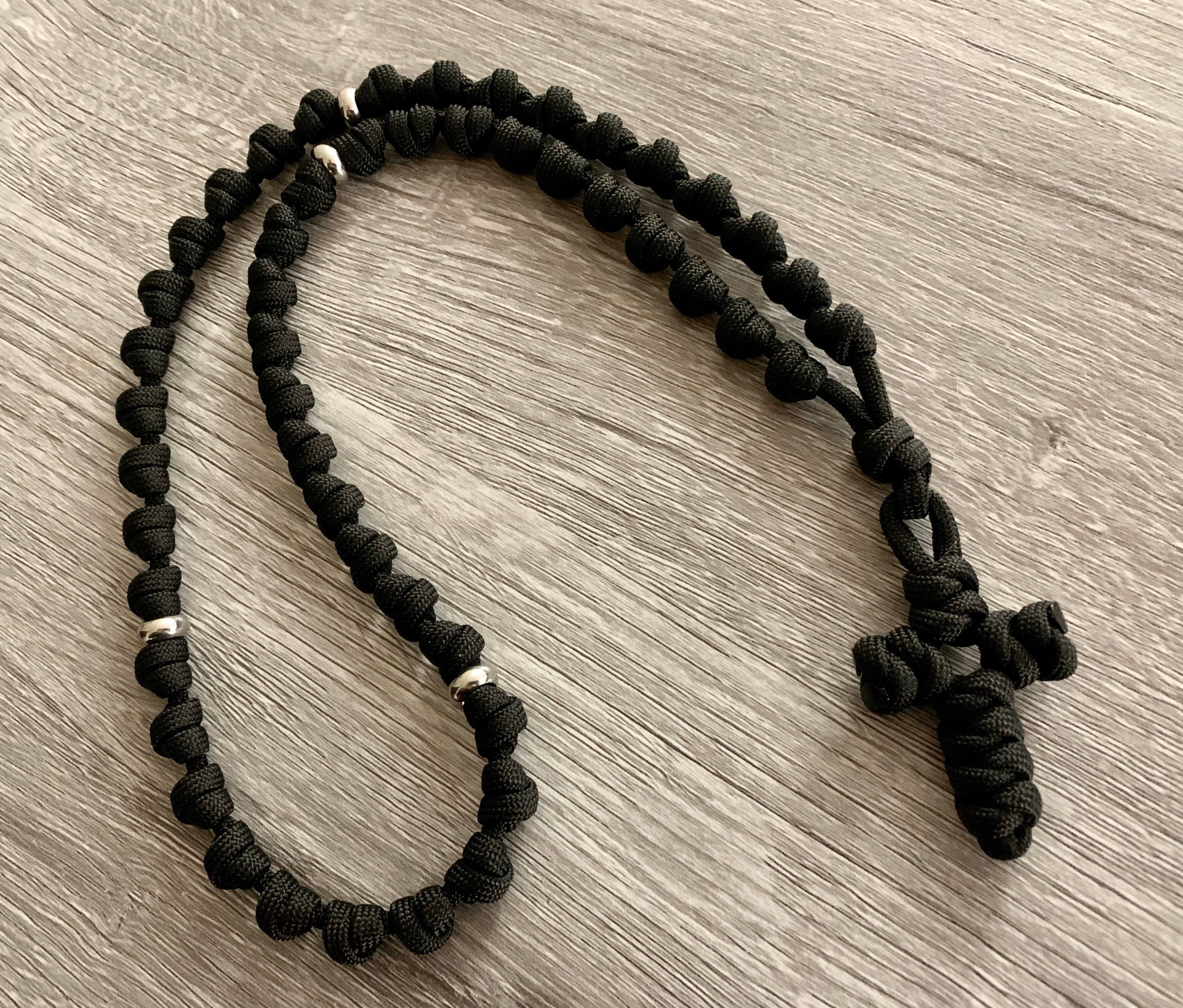 Black Eastern Orthodox Prayer Rope Chotki 50 Count Barrel Knots