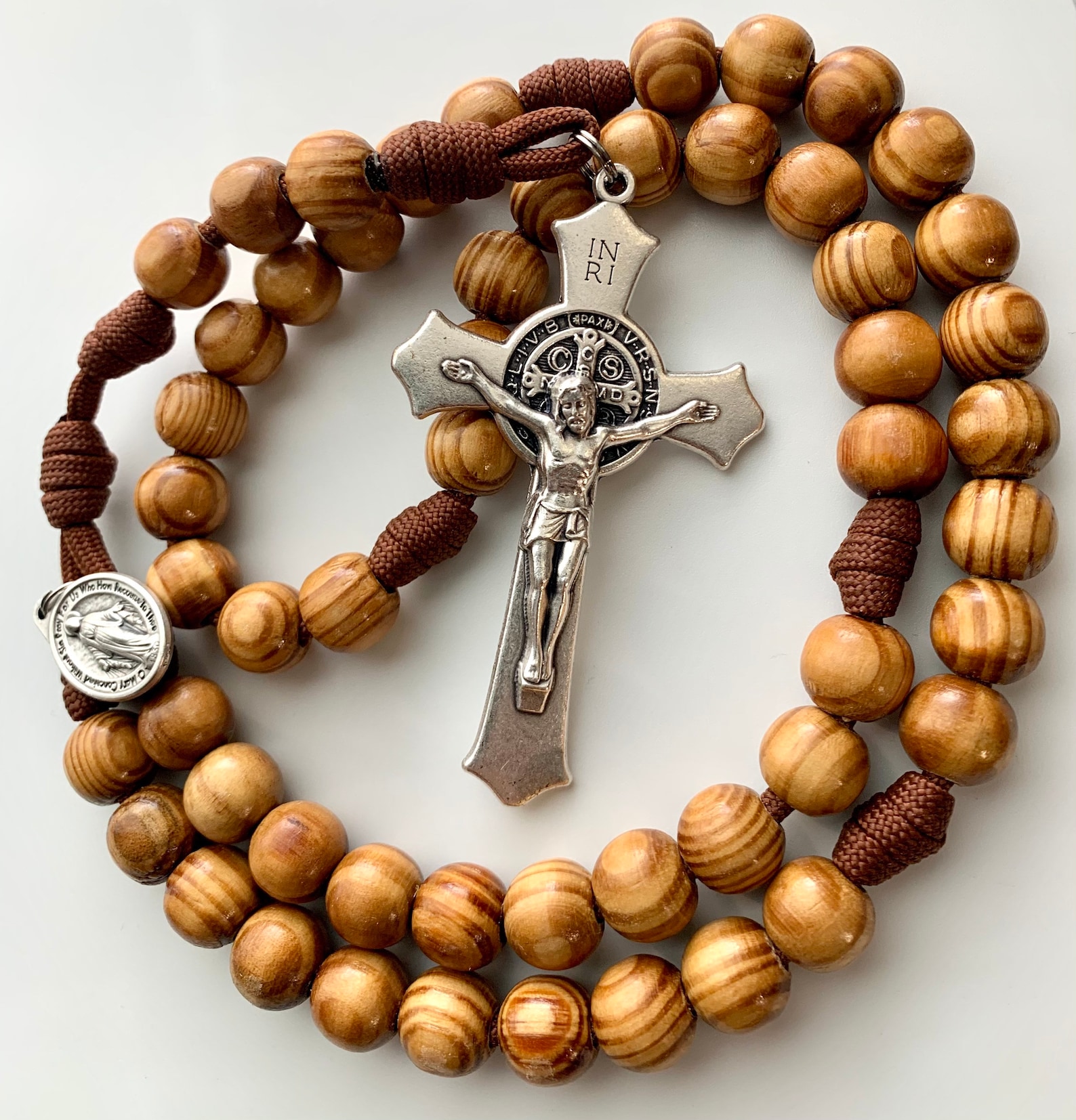 Natural Wood Catholic Rosary. 12mm Pine Wood Beads. Large St. Etsy
