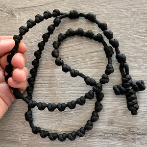 Solid Black Knotted Catholic Rosary Rope for the Simpleton. All 550 Paracord image 3