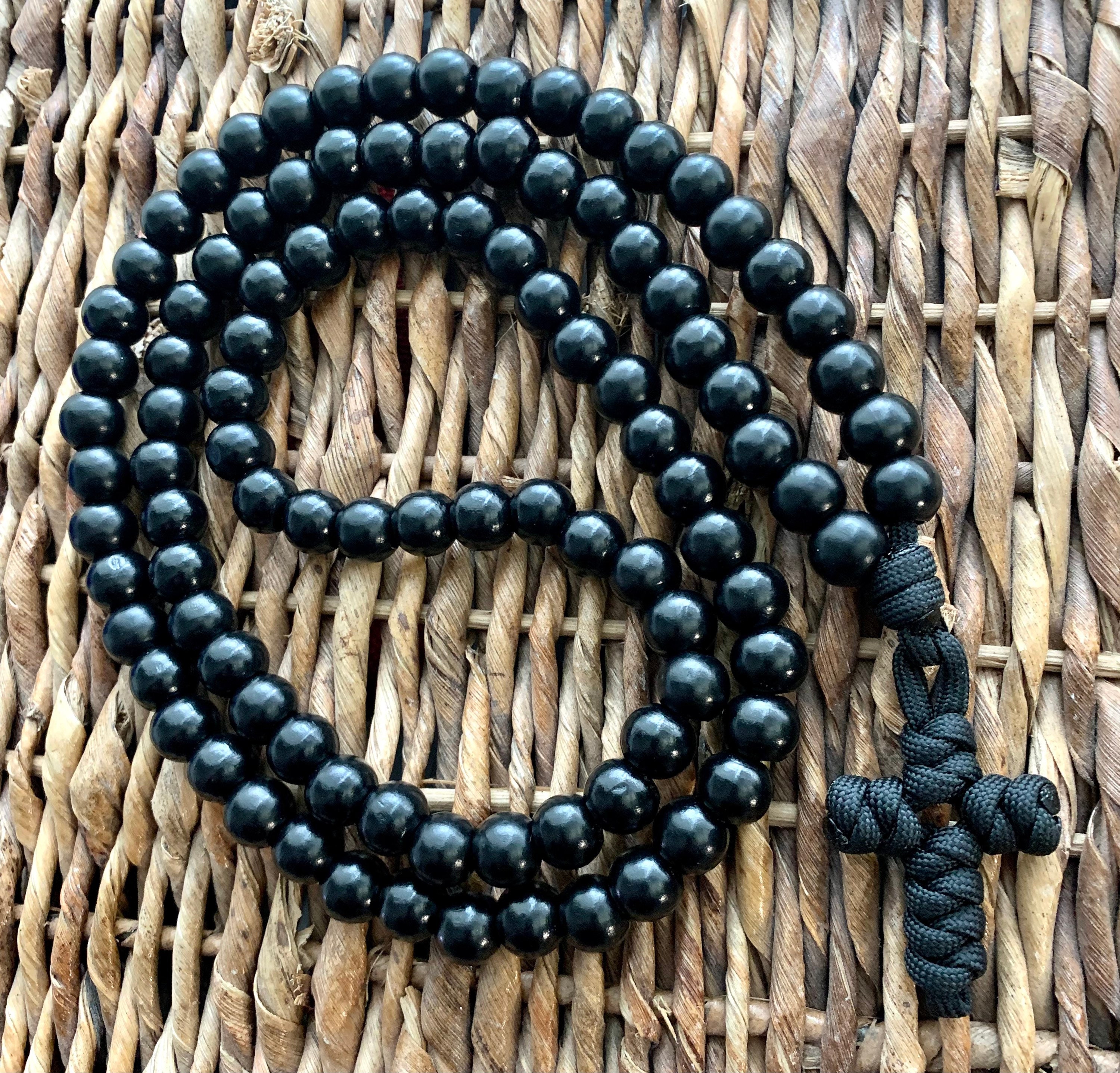 Black Prayer Rope 100 Count 12mm Wood Beads. black 550 | Etsy