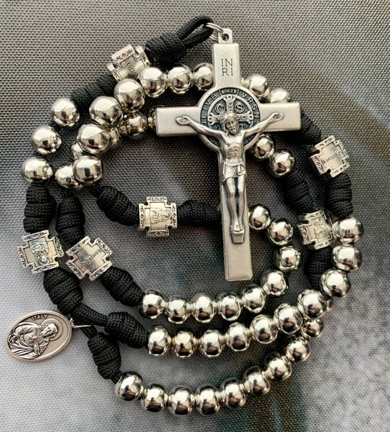 10mm Saint Benedict Medal Rosary Beads - Pack Of 25 Oval Metal Beads For Making Rosaries