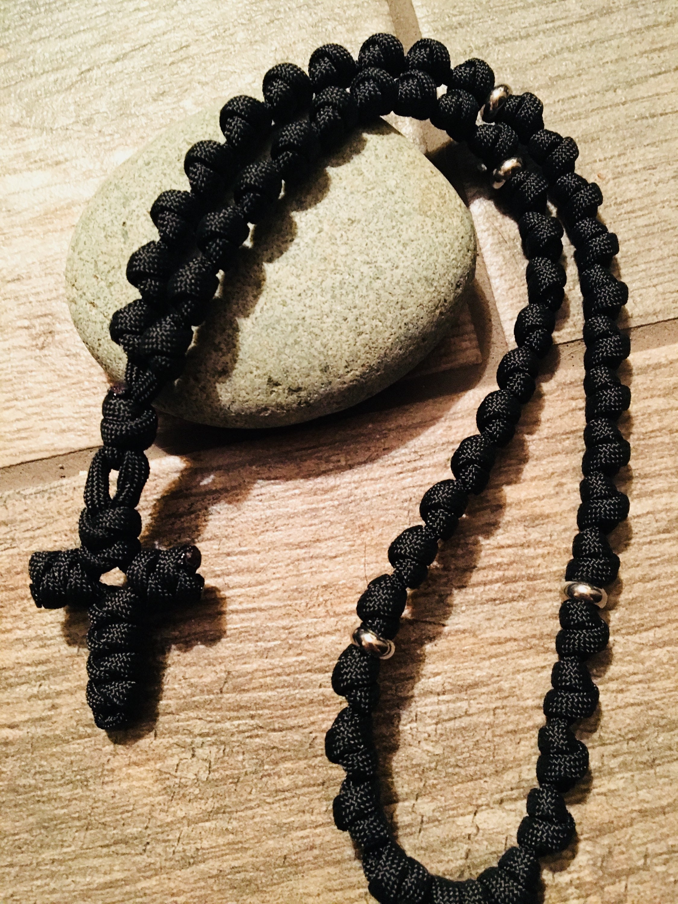 Black Eastern Orthodox Prayer Rope Chotki 50 Count Barrel Knots. 550  Paracord 