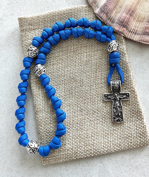 Stainless Steel Orthodox Cross Anglican Rosary Rope. Metal Alloy