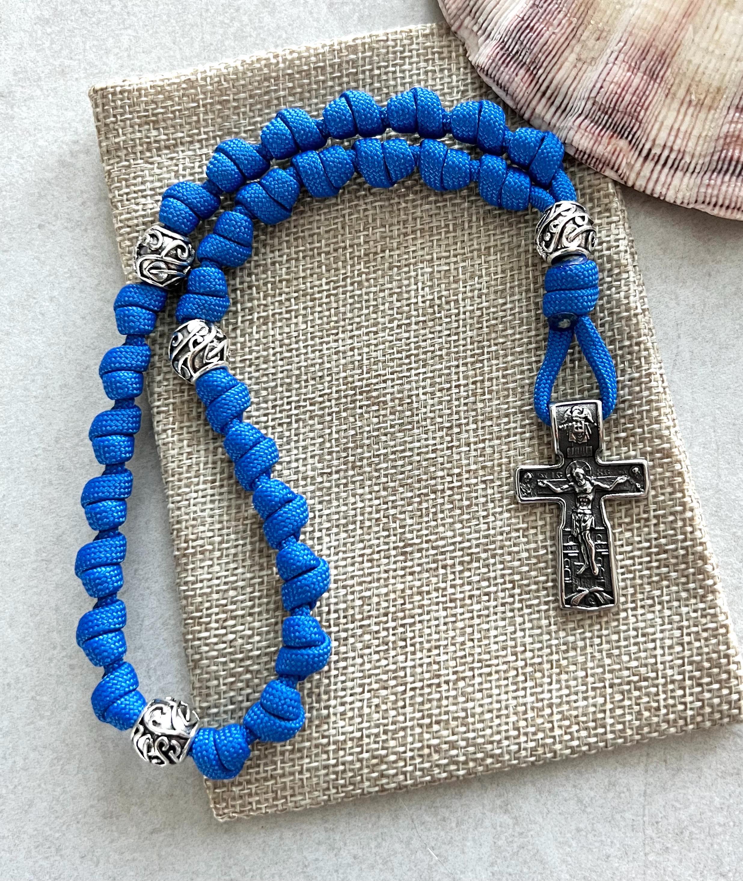 Stainless Steel Orthodox Cross Anglican Rosary Rope. Metal Alloy