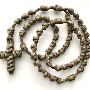 Military Camo Knotted Catholic Rosary Rope for the Simpleton (All #550 Paracord)