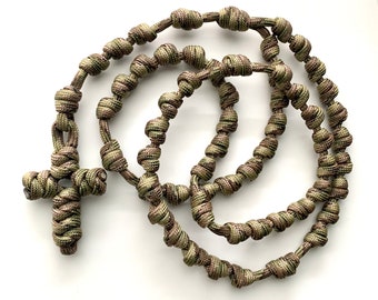 Military Camo Knotted Catholic Rosary Rope for the Simpleton (All #550 Paracord)