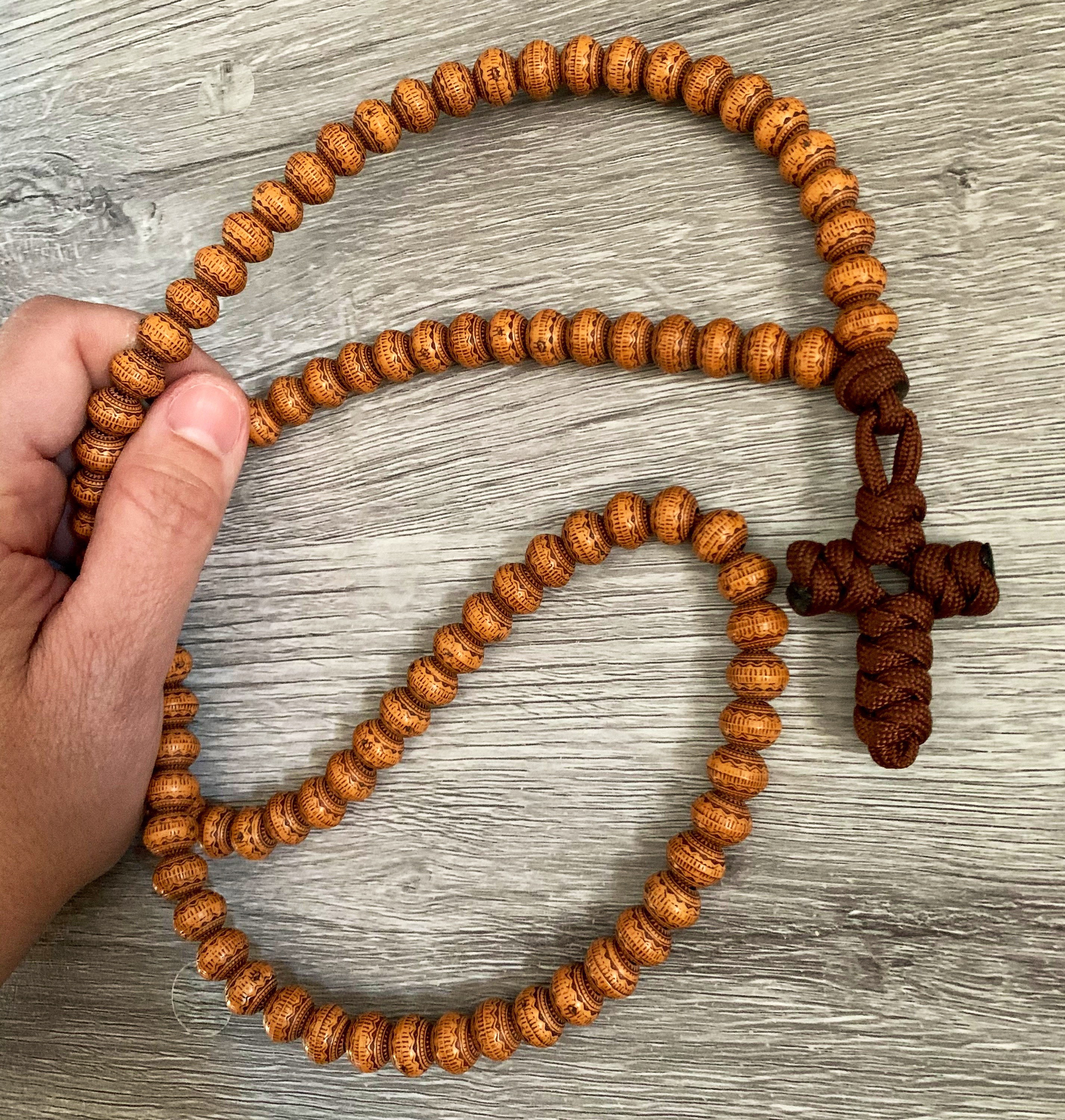 Praye Rope Prayer Rope 100 Wood Beads. (brown #550 Paracord) - Etsy