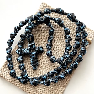 Black Lightning Knotted Catholic Rosary Rope for the Minimalist. All #550 Paracord