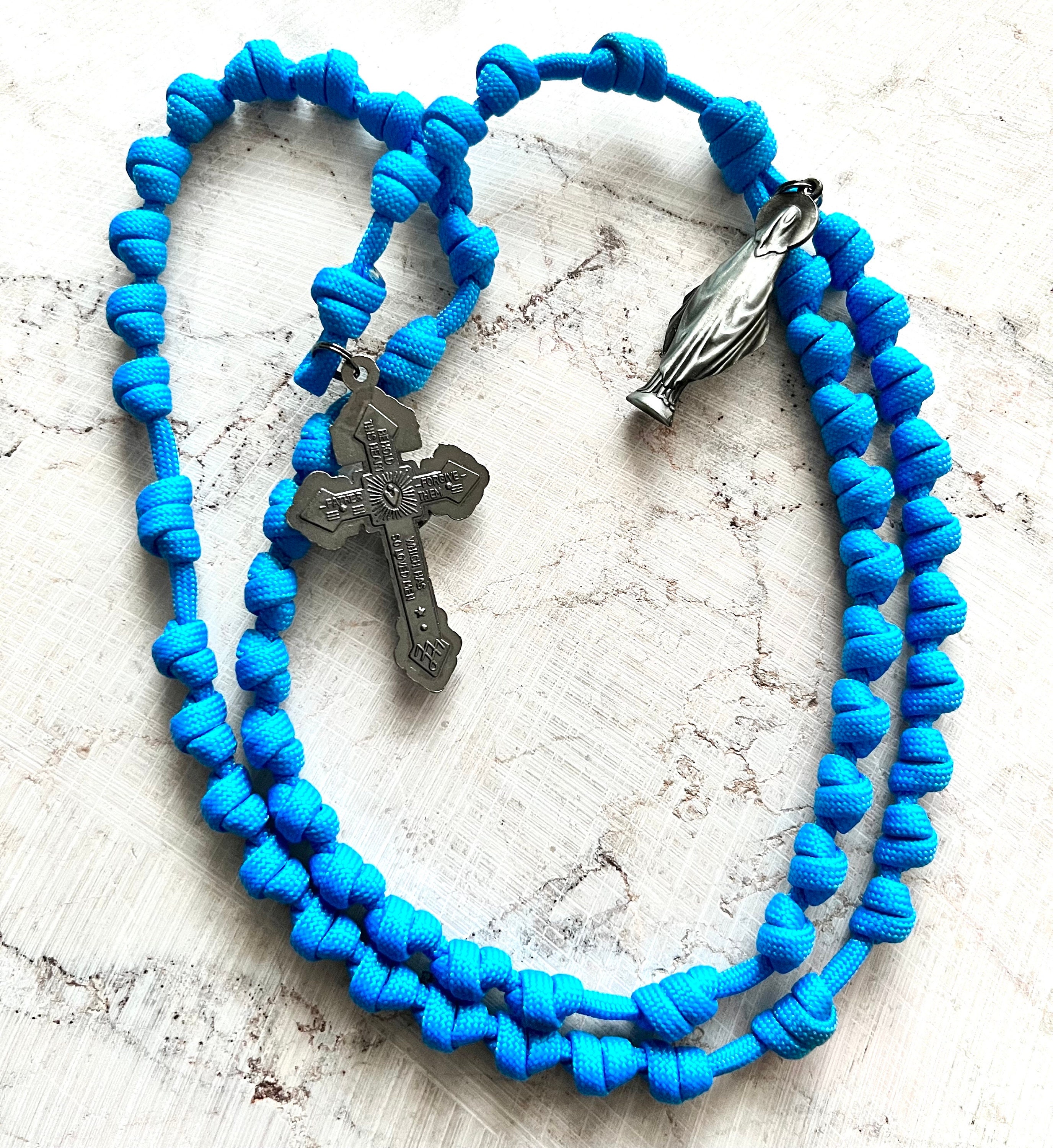 Miraculous Mary Catholic Rosary Rope With Gunmetal Pardon Crucifix ...