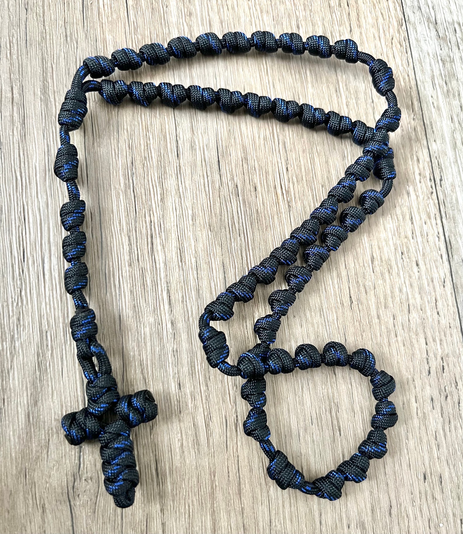 Black W/blue Lines Knotted Catholic Rosary Rope for the Minimalist. All ...