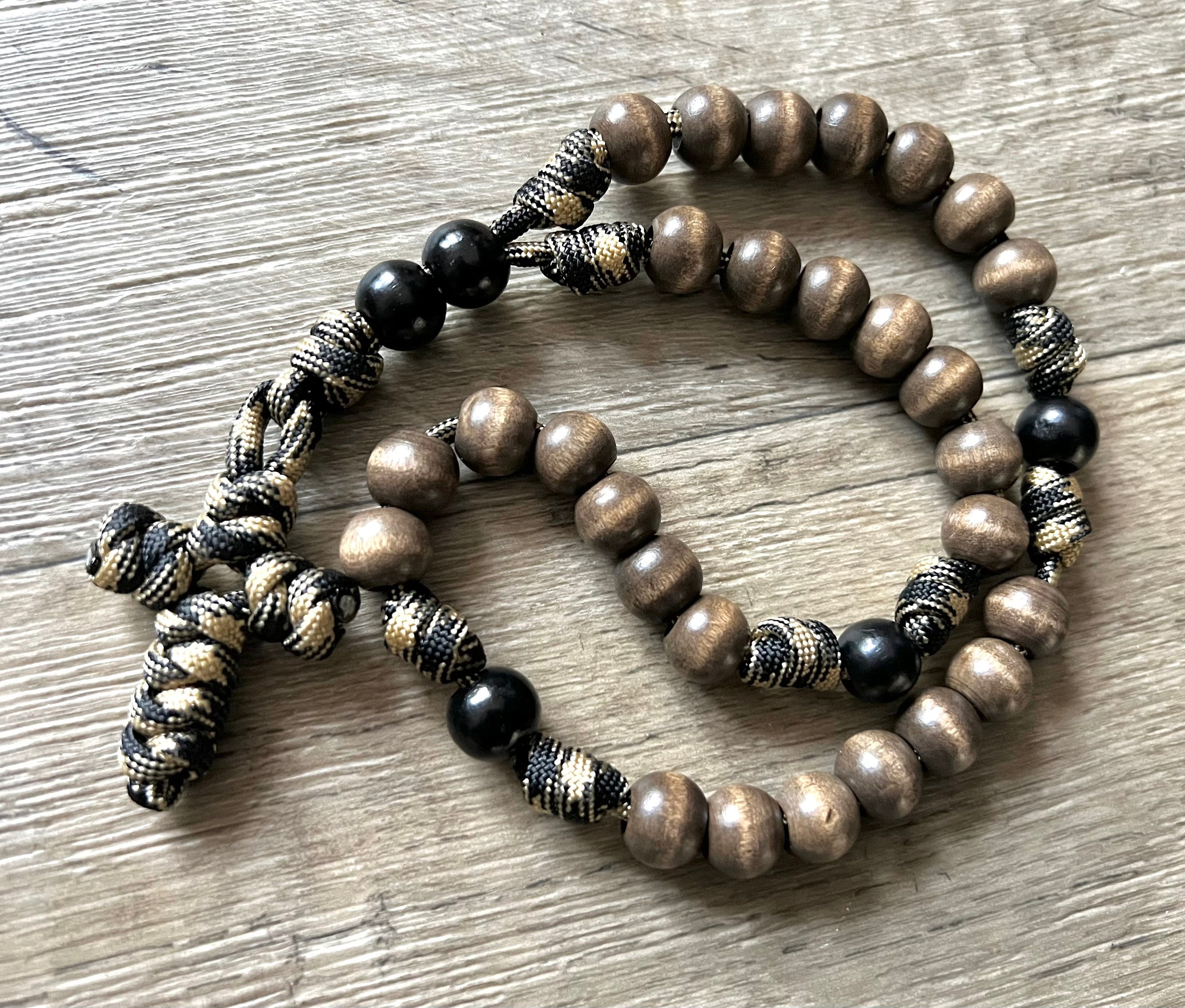 Rosario Anglicano In Corda Con Croce Confortevole In Legno D'Ulivo - Grani Per Preghiera Cristiana - Regalo Spiritualità - 3