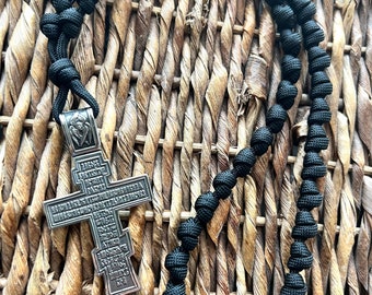 Black Eastern Orthodox Prayer Rope Chotki 50 Count Barrel Knots