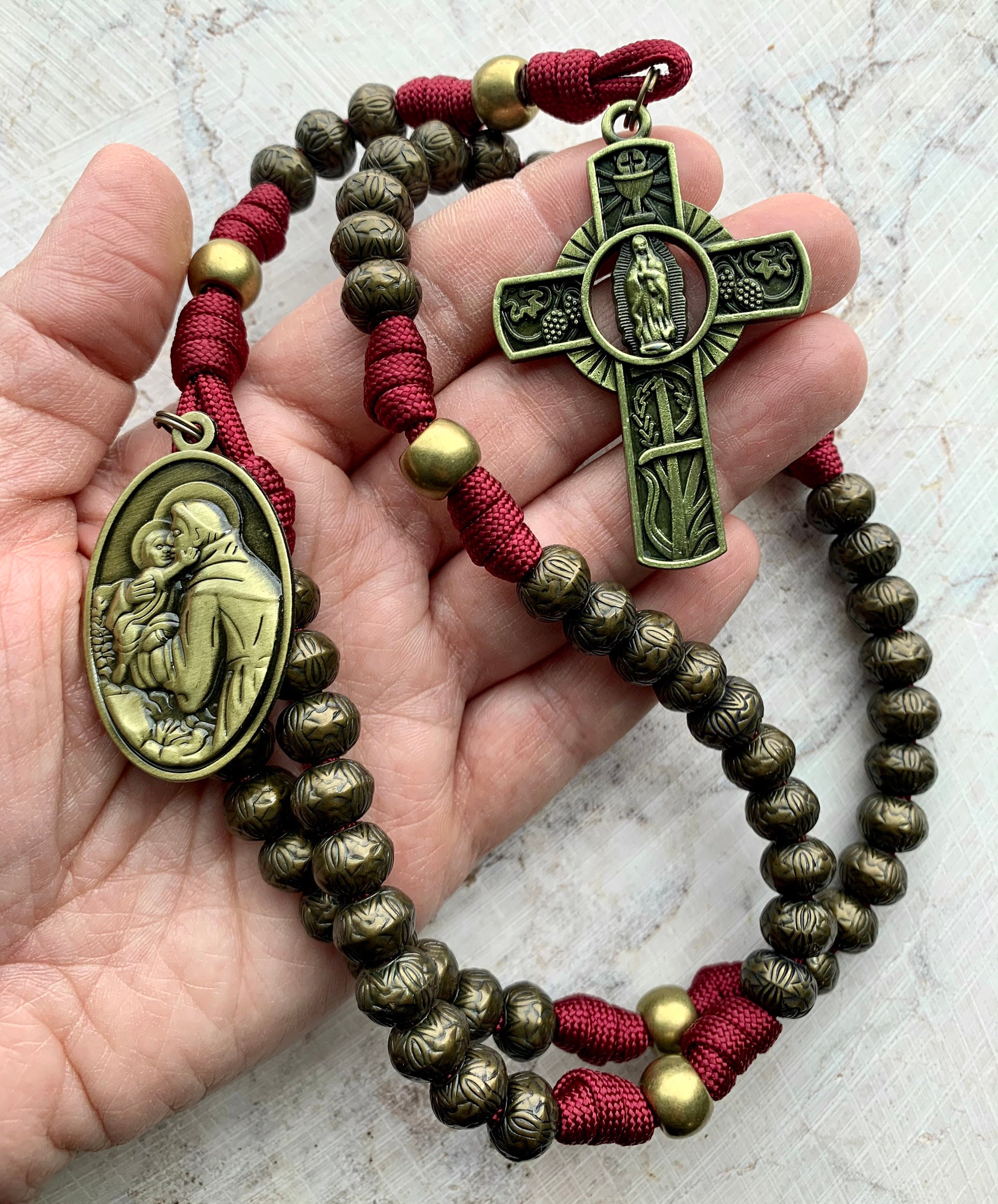 Bronze Catholic Symbols Rosary. Acrylic 10mm Bronze Finish Etsy