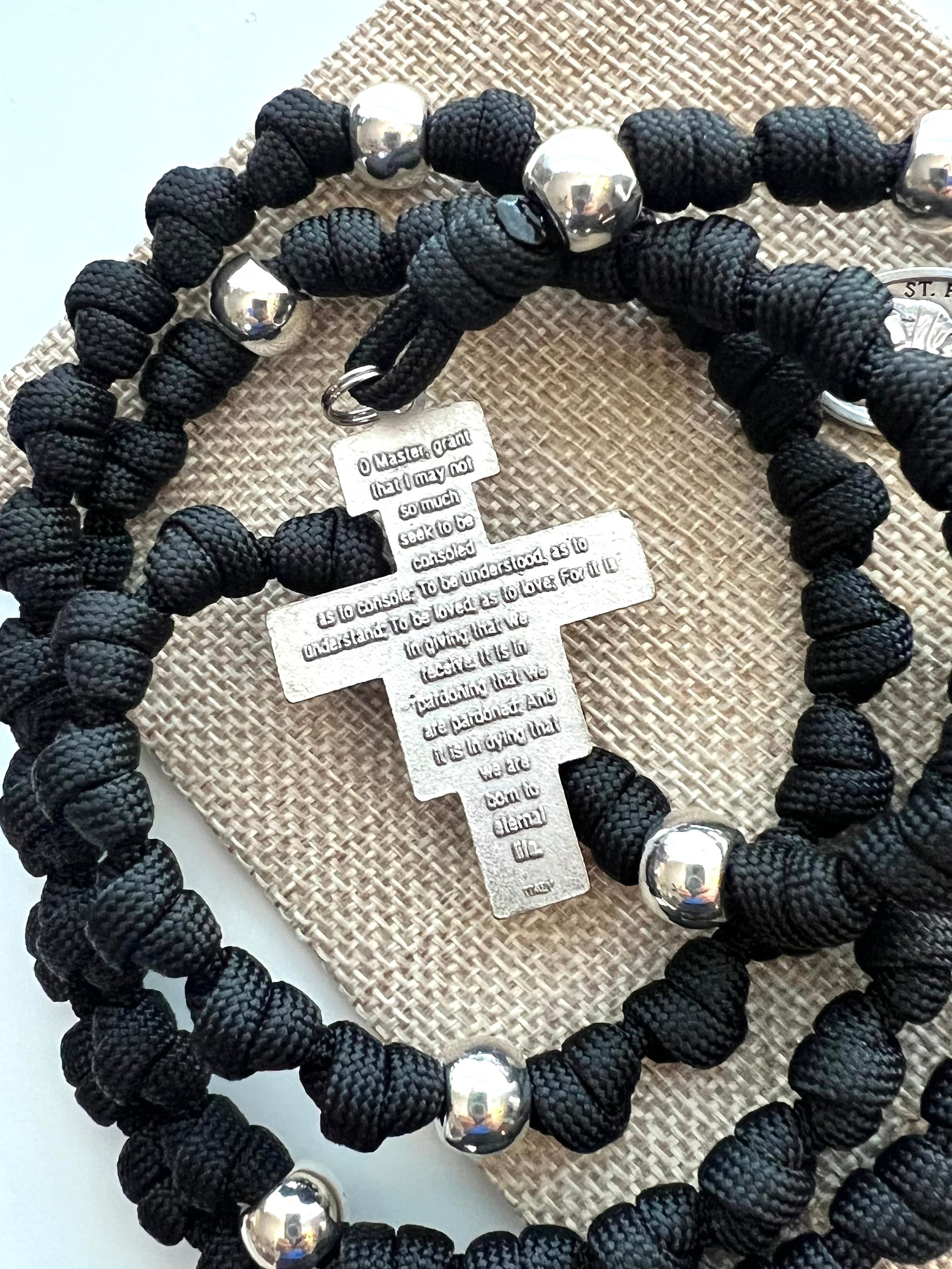 フランシスコ会の王冠結びのロザリオロープ。2 インチのサンダミアーノ