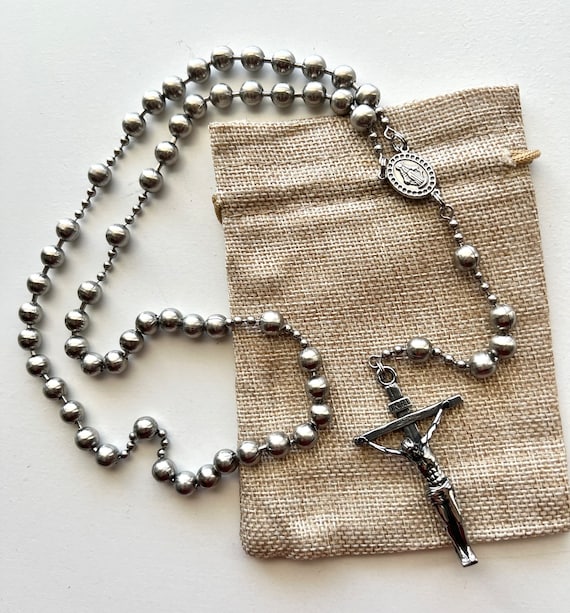 ALL Stainless Steel 8mm Ball Chain Catholic Rosary. Beautiful