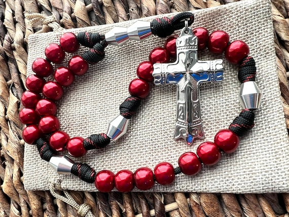 Anglican Episcopal Rosary Bracelet Lapis, Rose Quartz, Sterling Silver &  Enamel | eBay