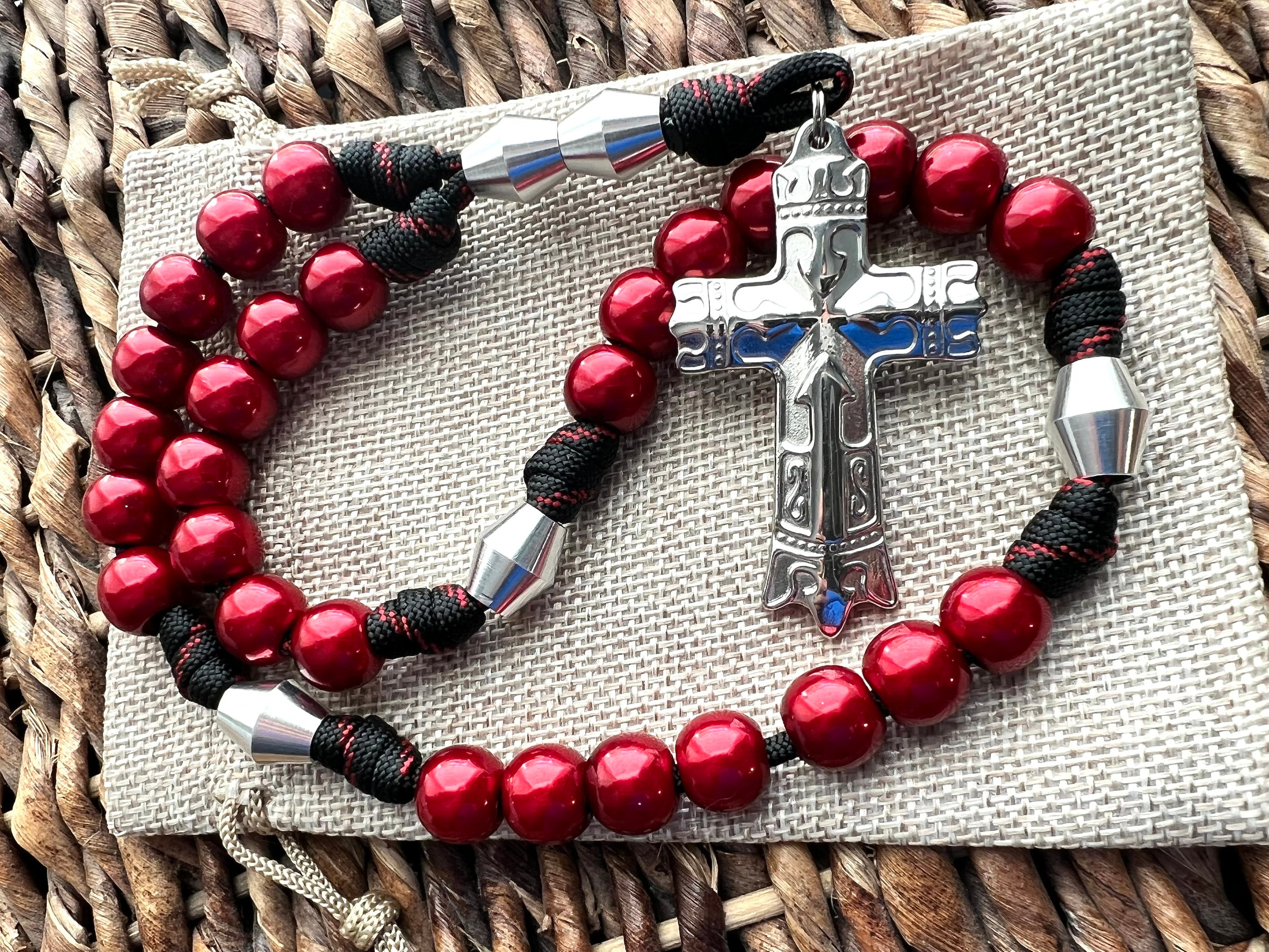 The King's Crown Anglican Rosary. Stainless Steel Cross. 12mm Abs Dark…