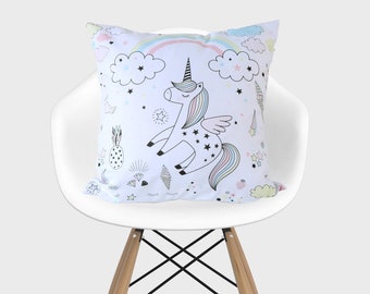 Unicorn pillow cotton children kids unicorn decorative pillow cover nursery pillow