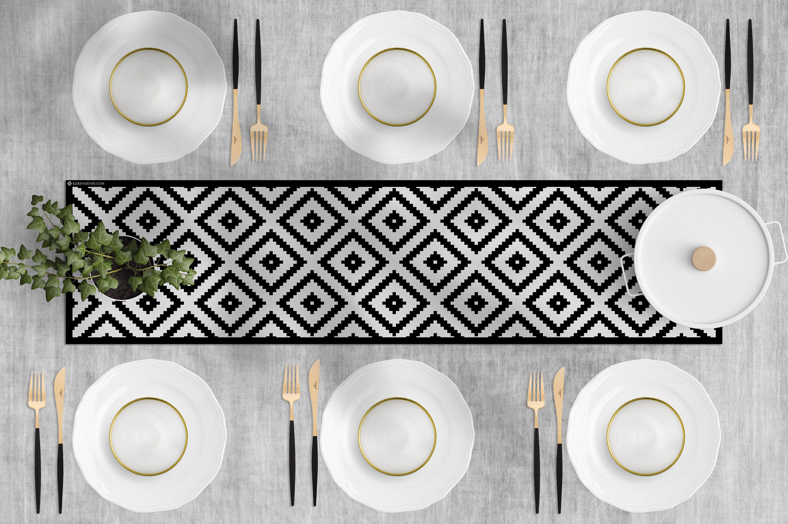 Black & White geometric placemat set Scandinavian style Etsy