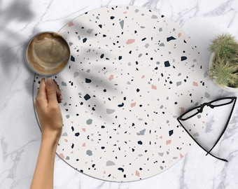 Terrazzo round nordic print scandinavian Heat resistant printed  placemat round table top tableware dining Serving table setting