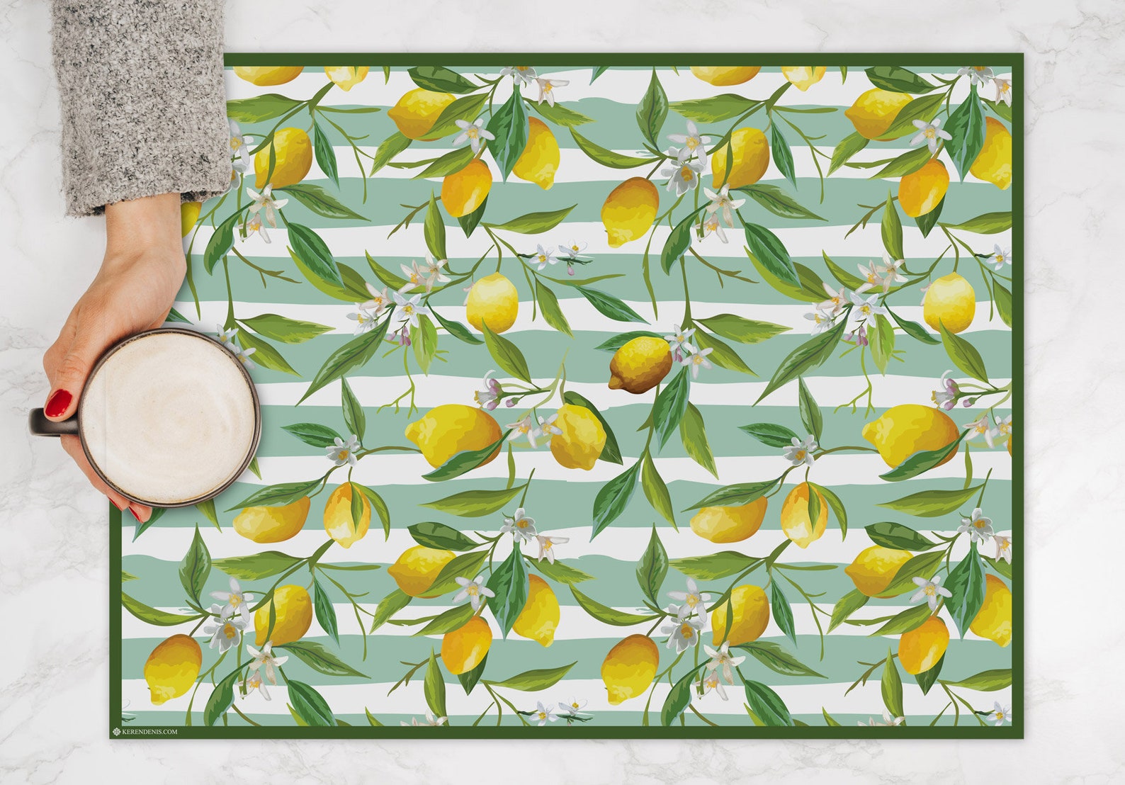 Round Lemon Yellow Heat Resistant Printed Placemat Table Etsy Israel