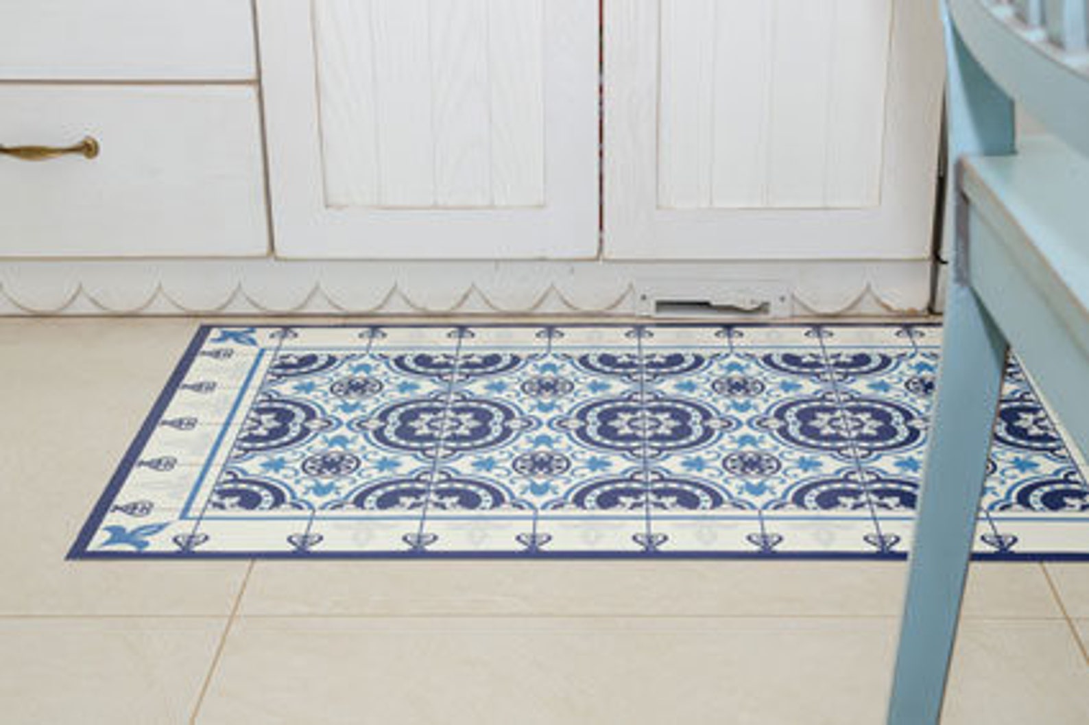 Moroccan Tiles Floor Mat Pvc Kitchen Rug Linoleum Area Rug Etsy