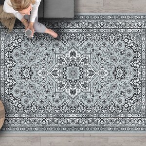 Arieal - Perzisch, Boho chic, paisley, vloermat, Decoratief tapijt, Linoleum tapijt, pvc mat, Vinyl bloementapijt, vintage tapijt, kleurrijk tapijt