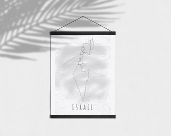 ISRAEL - PRINTABLE Poster Typography Print, Home Decor Minimalist Scandinavian style Map Print, Digital Download