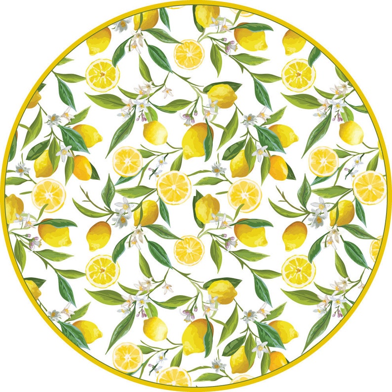 Lemon round nordic yellow scandinavian Heat resistant printed